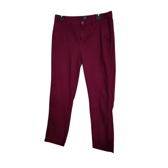 J Crew High Rise Girlfriend Chino Burgundy Straight Leg Pants 4 pkt Women's 10 - Picture 5 of 15